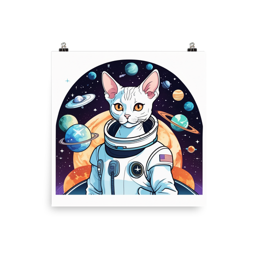 PugMug Custom White Devon Rex Cat Poster