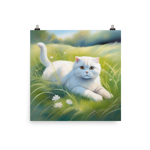 PugMug Custom White Scottish Fold Cat Poster