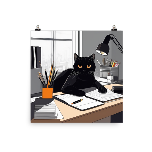 PugMug Custom Black British Shorthair Cat Poster