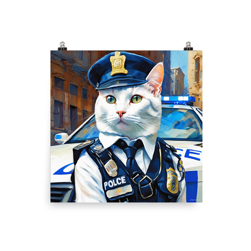 PugMug Custom White Companion Cat Poster