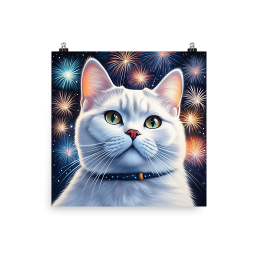 PugMug Custom White British Shorthair Cat Poster
