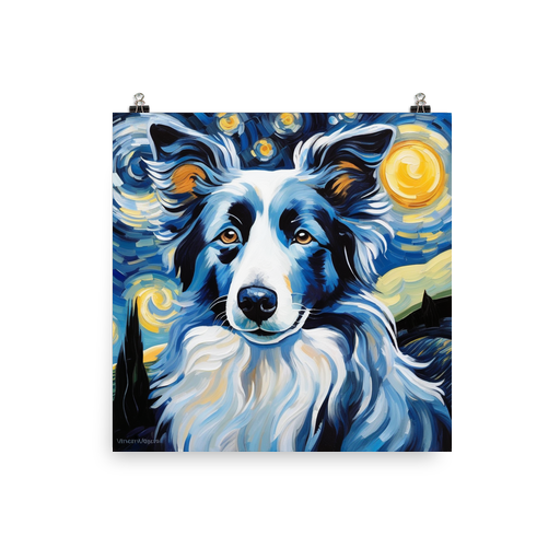 PugMug Custom Blue Merle Border Collie Poster
