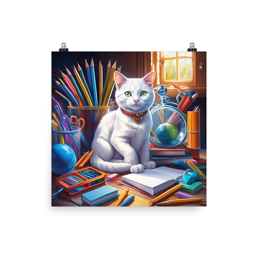 PugMug Custom White Companion Cat Poster