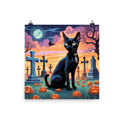 PugMug Custom Black Devon Rex Cat Poster