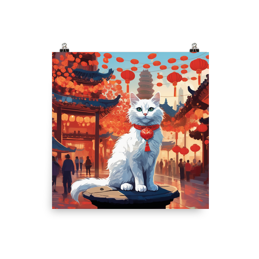 PugMug Custom White Companion Cat Poster