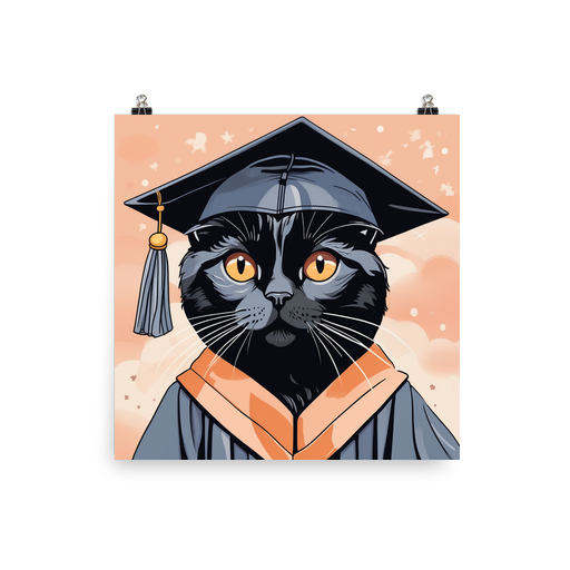 PugMug Custom Black Scottish Fold Cat Poster
