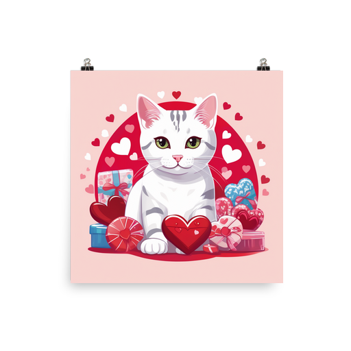 PugMug Custom White American Shorthair Cat Poster