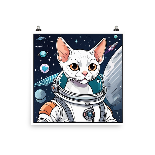 PugMug Custom White Devon Rex Cat Poster