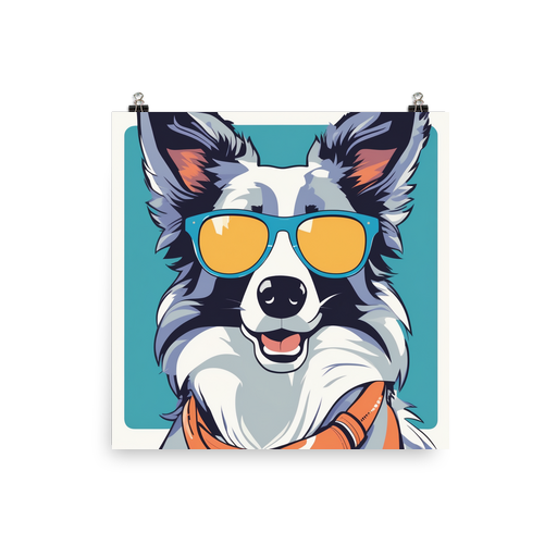 PugMug Custom Blue Merle Border Collie Poster