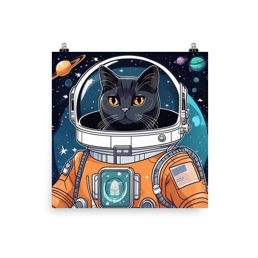 PugMug Custom Black British Shorthair Cat Poster