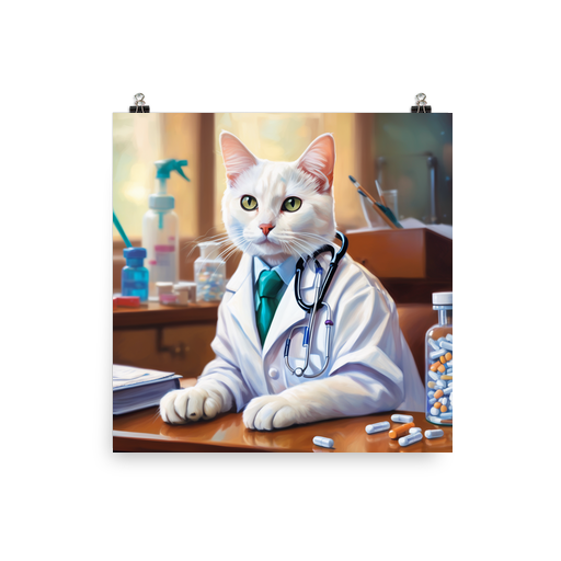 PugMug Custom White Companion Cat Poster