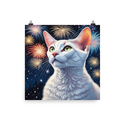 PugMug Custom White Devon Rex Cat Poster