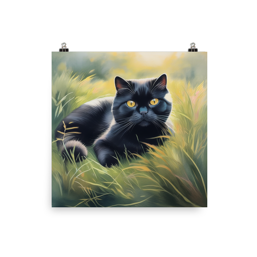 PugMug Custom Black Scottish Fold Cat Poster