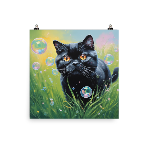 PugMug Custom Black Scottish Fold Cat Poster