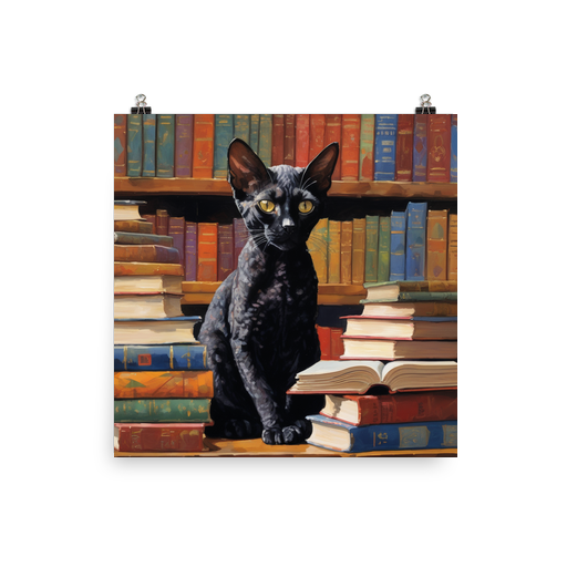 PugMug Custom Black Devon Rex Cat Poster