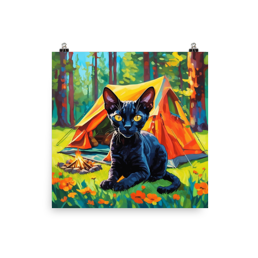 PugMug Custom Black Devon Rex Cat Poster
