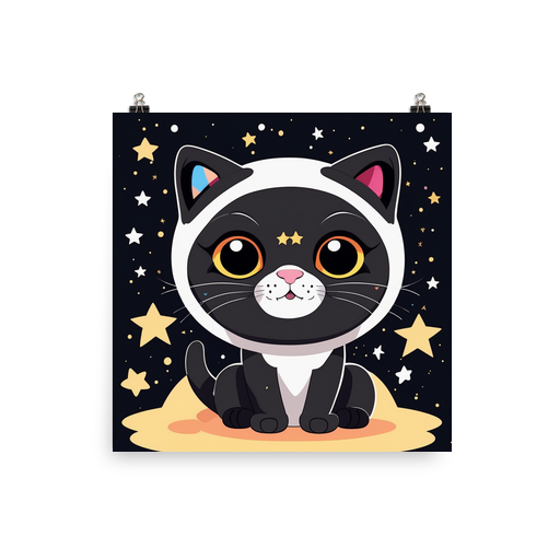 PugMug Custom Black Scottish Fold Cat Poster