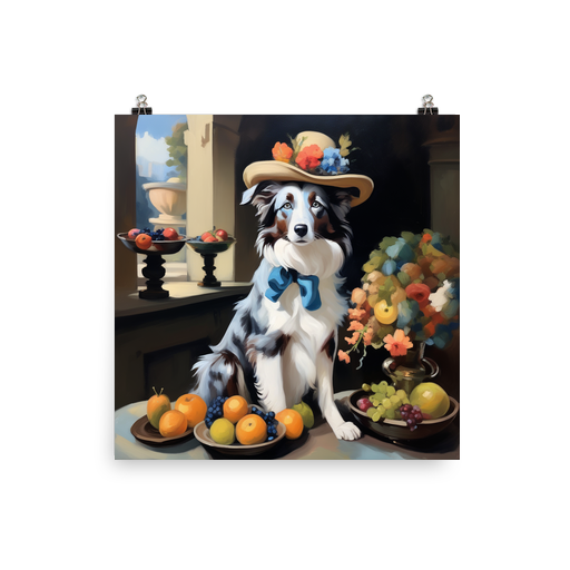 PugMug Custom Blue Merle Border Collie Poster