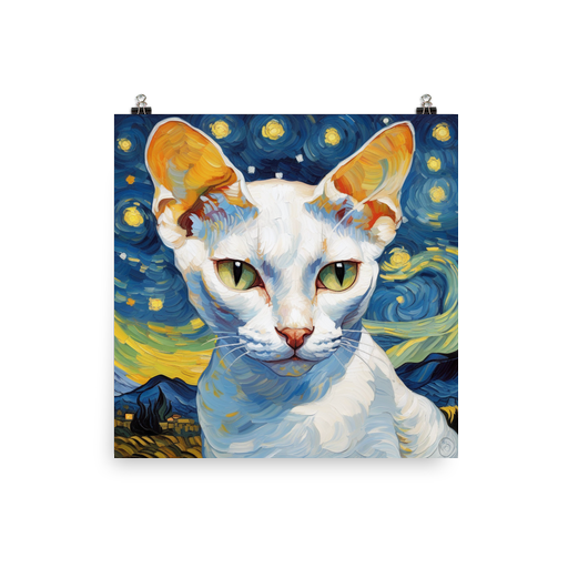 PugMug Custom White Devon Rex Cat Poster