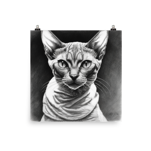 PugMug Custom Tabby Devon Rex Cat Poster