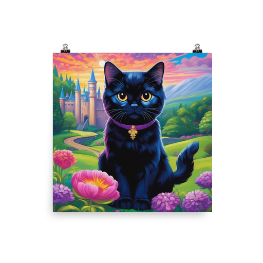 PugMug Custom Black Scottish Fold Cat Poster