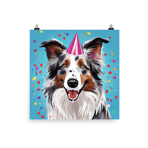PugMug Custom Blue Merle Border Collie Poster
