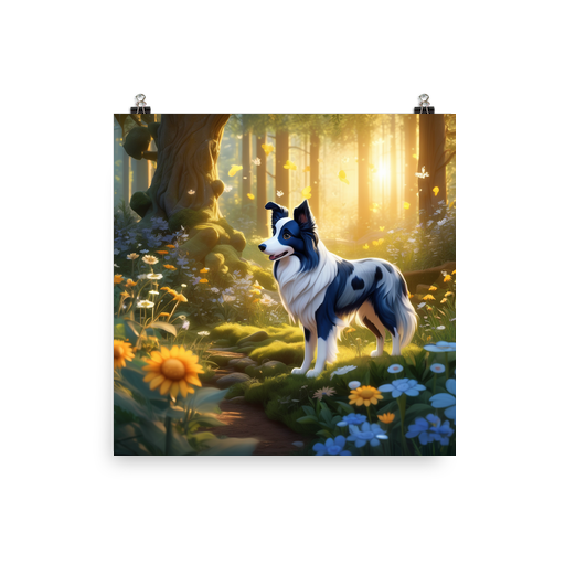 PugMug Custom Blue Merle Border Collie Poster
