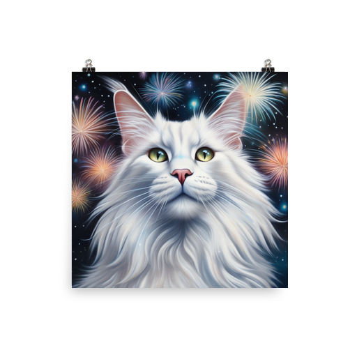 PugMug Custom White Maine Coon Cat Poster