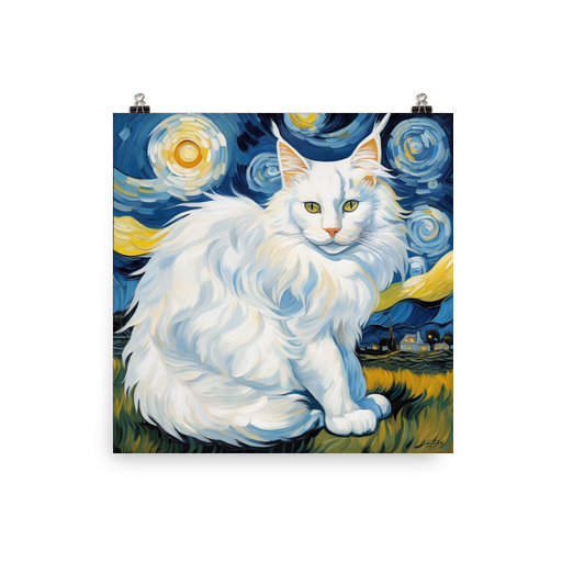 PugMug Custom White Maine Coon Cat Poster