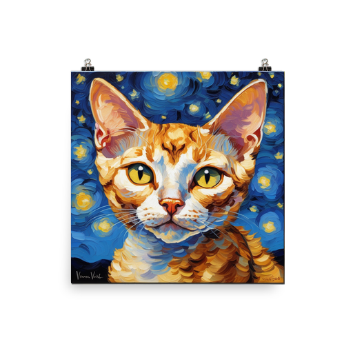PugMug Custom Tabby Devon Rex Cat Poster