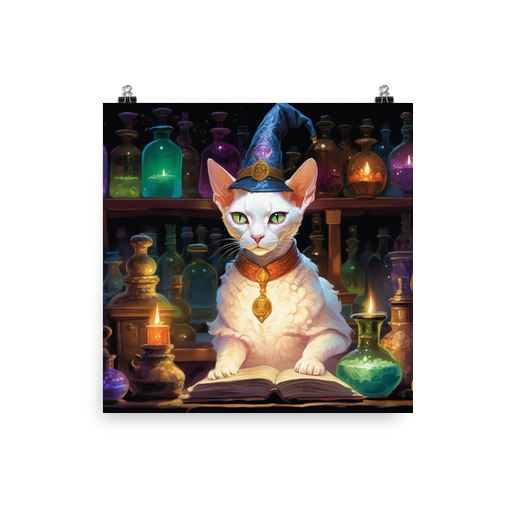 PugMug Custom White Devon Rex Cat Poster