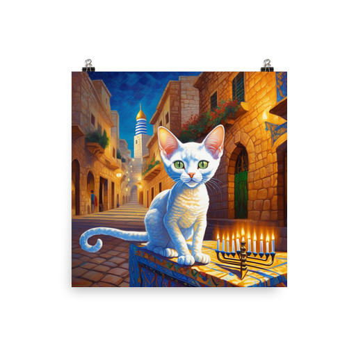 PugMug Custom White Devon Rex Cat Poster
