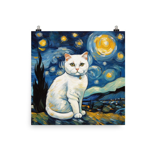 PugMug Custom White Scottish Fold Cat Poster