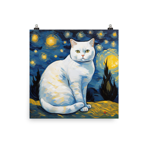 PugMug Custom White British Shorthair Cat Poster