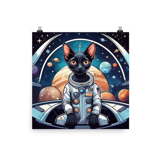 PugMug Custom Black Devon Rex Cat Poster