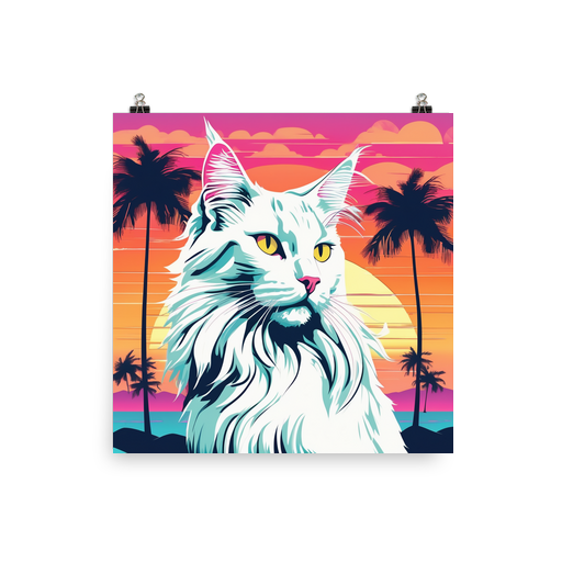 PugMug Custom White Maine Coon Cat Poster
