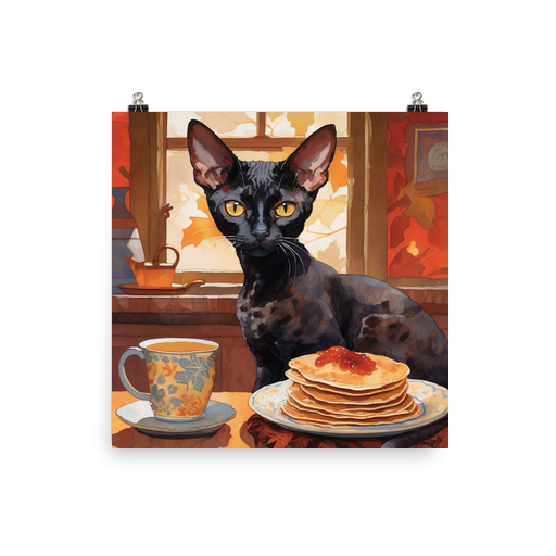 PugMug Custom Black Devon Rex Cat Poster