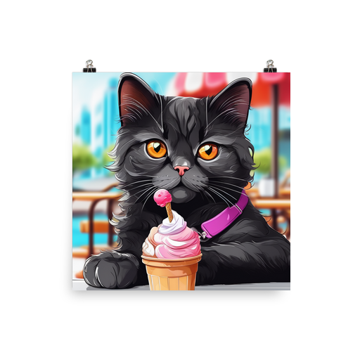 PugMug Custom Black Scottish Fold Cat Poster