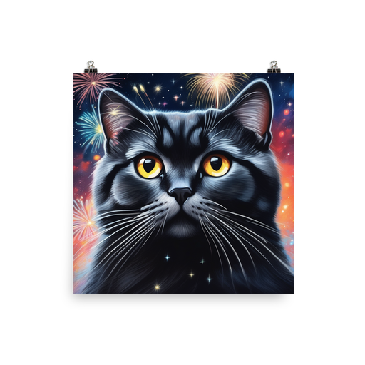 PugMug Custom Black Scottish Fold Cat Poster