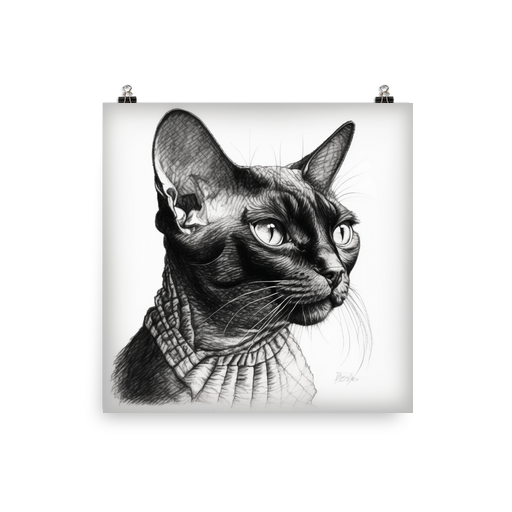 PugMug Custom Black Devon Rex Cat Poster