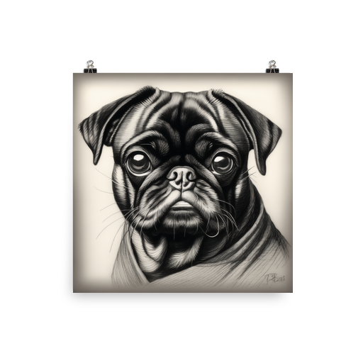 PugMug Custom Black Pug Poster