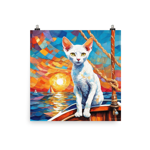 PugMug Custom White Devon Rex Cat Poster
