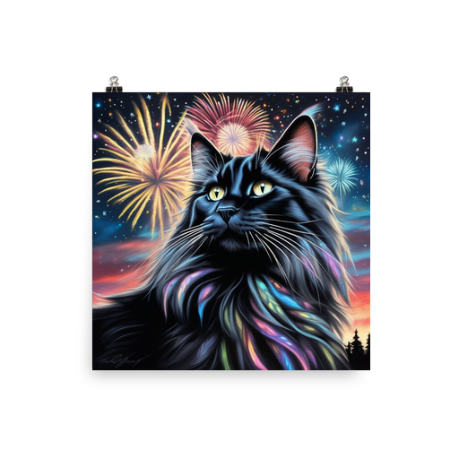 PugMug Custom Black Maine Coon Cat Poster