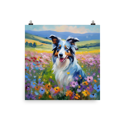 PugMug Custom Blue Merle Border Collie Poster