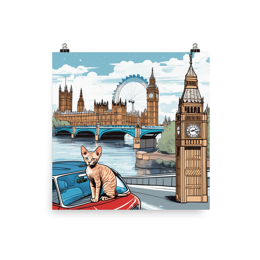 PugMug Custom Tabby Devon Rex Cat Poster