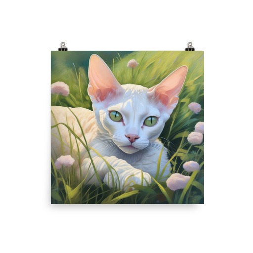 PugMug Custom White Devon Rex Cat Poster
