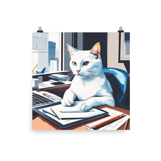PugMug Custom White Companion Cat Poster