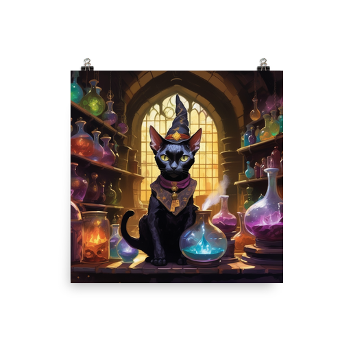 PugMug Custom Black Devon Rex Cat Poster