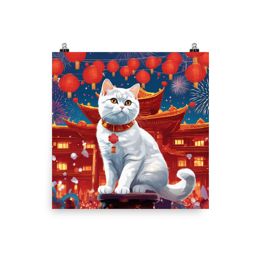 PugMug Custom White British Shorthair Cat Poster