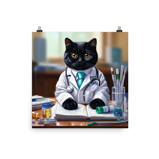 PugMug Custom Black Scottish Fold Cat Poster